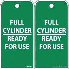 NMC - 6" High x 3" Long, FULL CYLINDER-READY FOR USE, English Safety & Facility Accident Prevention Tag - 2 Sides, White Poly - USA Tool & Supply