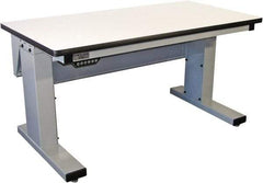 Proline - 60 Wide x 30" Deep x 42-1/2" High, Plastic Laminate Workbench - Adjustable Height Legs, Light Gray - USA Tool & Supply