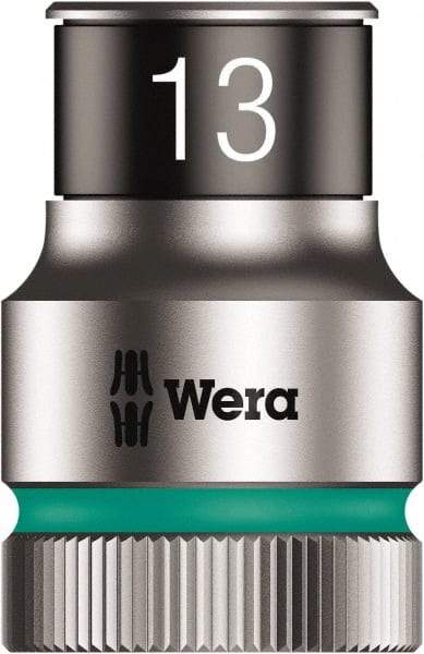 Wera - 10 Piece 1/2" Drive Thin Wall Standard Socket Set - 6 Points, 10 to 19mm, Metric Measurement Standard - USA Tool & Supply