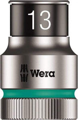 Wera - 10 Piece 1/2" Drive Thin Wall Standard Socket Set - 6 Points, 10 to 19mm, Metric Measurement Standard - USA Tool & Supply