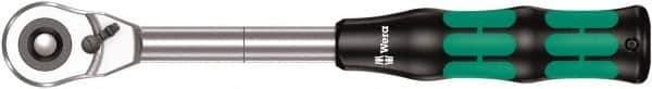 Wera - 1/2" Drive Pear Head Ratchet - Chrome Vanadium Finish, 11" OAL, 72 Gear Teeth, Ergonomic Cushion Grip Handle - USA Tool & Supply