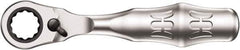 Wera - 1/4" Splined Drive Pear Head Mini-Ratchet Drive - Chrome Vanadium Finish, 4" OAL, 60 Gear Teeth, Forged Grip Handle - USA Tool & Supply