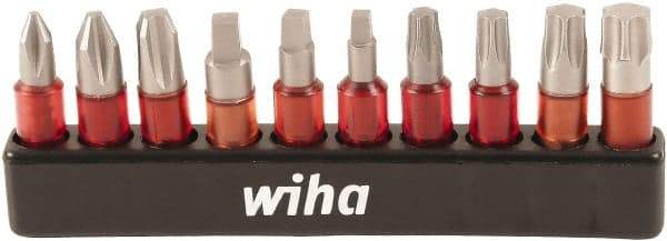 Wiha - Bit Set - #1 to #3, 1/4" Drive, Phillips, Square, Torx Point - USA Tool & Supply