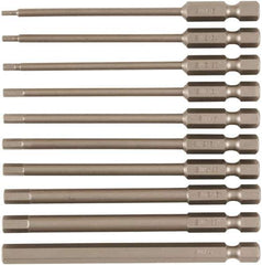 Wiha - 10 Piece, Tamperproof Hex Bit Set - 5/64 to 1/4" Hex, 1/4" Drive, Hex Security Point - USA Tool & Supply