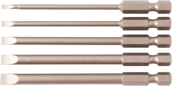 Wiha - 5 Piece, Bit Set - 1/4" Drive, Slotted Point - USA Tool & Supply