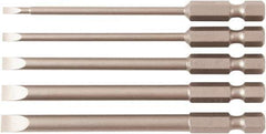 Wiha - 5 Piece, Bit Set - 1/4" Drive, Slotted Point - USA Tool & Supply