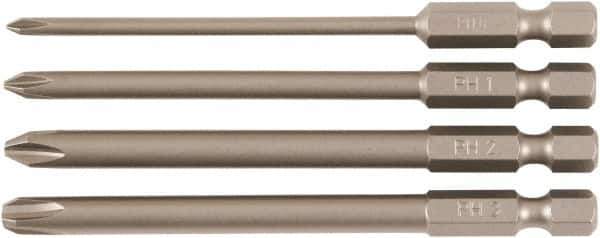 Wiha - 4 Piece, Bit Set - 1/4" Drive, Phillips Point - USA Tool & Supply