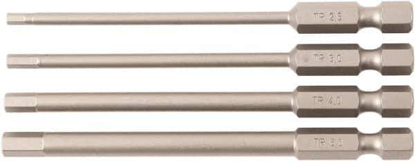 Wiha - 4 Piece, Bit Set - 1/4" Drive, Hex Point - USA Tool & Supply