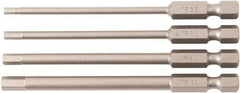 Wiha - 4 Piece, Bit Set - 1/4" Drive, Hex Point - USA Tool & Supply