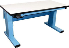 Proline - 60 Wide x 30" Deep x 42-1/2" High, Plastic Laminate Workbench - Adjustable Height Legs, Light Blue - USA Tool & Supply