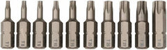 Wiha - 10 Piece, 1/4" Drive Screwdriver Insert Bit Set - T7 to T40 Torx - USA Tool & Supply