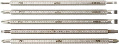 Wiha - 5 Piece, 6mm Drive Screwdriver Bit Set - #0 to #2 Phillips, #1 & #2 Pozidriv, #1 & #2 Square Recess, 3, 4 & 6mm Slotted - USA Tool & Supply