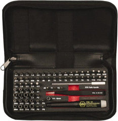 Wiha - 68 Piece, 4mm Drive Screwdriver Micro Bit Set - #000 to #2 Phillips, 0.7 to 4mm Hex, T1 to T20 Torx, 0.8, 1.2, 1.5, 1.8, 2, 2.5, 3, 3.5 & 4mm Slotted - USA Tool & Supply