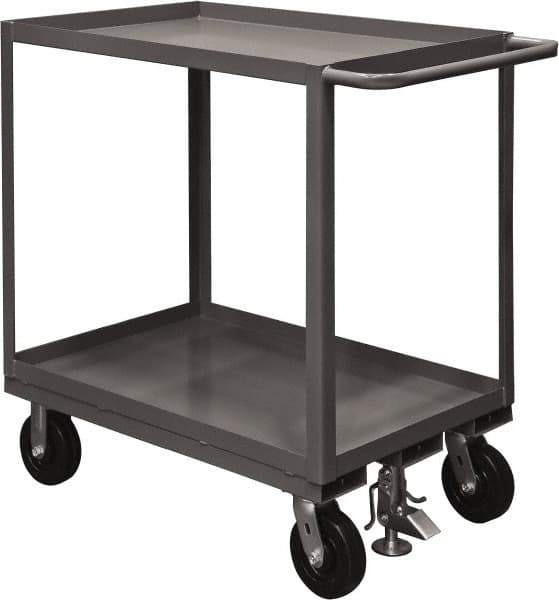 Durham - 2,400 Lb Capacity, 48" Wide x 24" Long x 37-5/8" High Service Cart - 2 Shelf, Steel, 2 Rigid/2 Swivel Casters - USA Tool & Supply