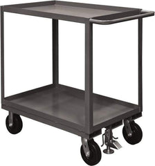 Durham - 2,400 Lb Capacity, 48" Wide x 24" Long x 37-5/8" High Service Cart - 2 Shelf, Steel, 2 Rigid/2 Swivel Casters - USA Tool & Supply