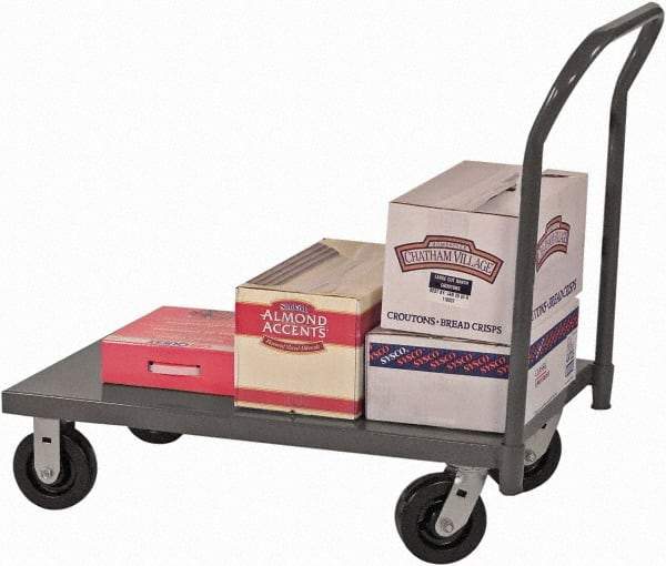 Durham - 2,000 Lb Capacity Steel Platform Truck - Steel Deck, 60" OAW, 9" Platform Height, Phenolic Casters - USA Tool & Supply