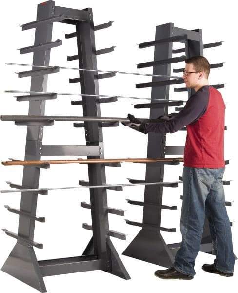 Durham - 9 Bay, 9 Shelf, 2,600 Lb Capacity, Gray 2-Sided Horizontal Bar Storage Rack - 30" Wide x 85" High x 30" Deep - USA Tool & Supply