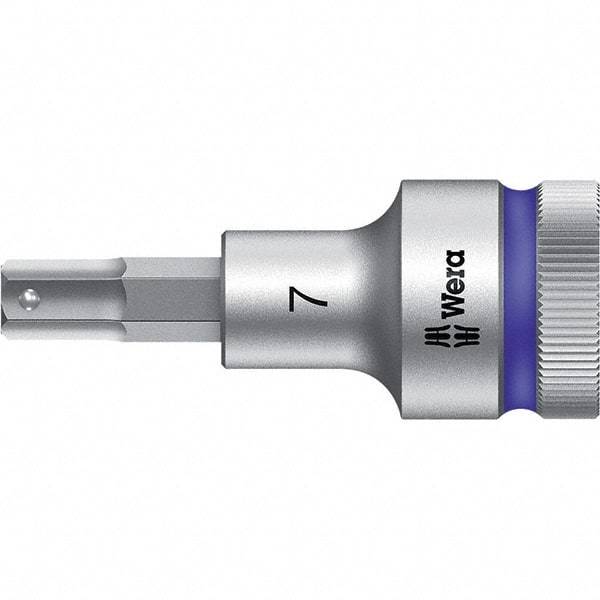 Wera - 1/2" Drive, 7mm Hex Bit Socket - 2-23/64" OAL - USA Tool & Supply