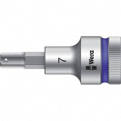 Wera - 1/2" Drive, 7mm Hex Bit Socket - 2-23/64" OAL - USA Tool & Supply