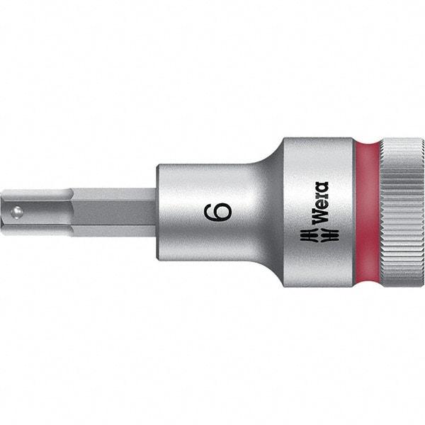 Wera - 1/2" Drive, 6mm Hex Bit Socket - 2-23/64" OAL - USA Tool & Supply