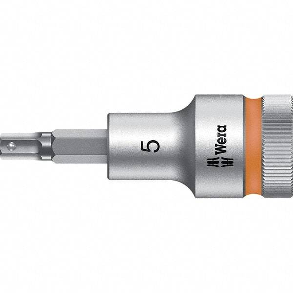 Wera - 1/2" Drive, 5mm Hex Bit Socket - 2-23/64" OAL - USA Tool & Supply