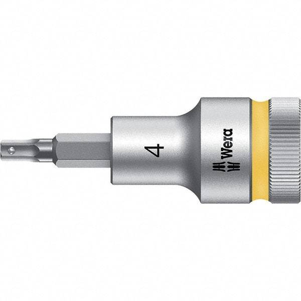 Wera - 1/2" Drive, 4mm Hex Bit Socket - 2-23/64" OAL - USA Tool & Supply
