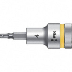 Wera - 1/2" Drive, 4mm Hex Bit Socket - 2-23/64" OAL - USA Tool & Supply