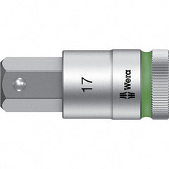 Wera - 1/2" Drive, 17mm Hex Bit Socket - 2-23/64" OAL - USA Tool & Supply