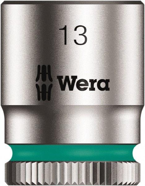 Wera - 1/4" Drive, Shallow Socket - 6 Points, 17/24" OAL - USA Tool & Supply