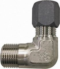 Made in USA - 5/8" OD, Grade 316Stainless Steel Male Elbow - 7/8" Hex, Comp x MPT Ends - USA Tool & Supply