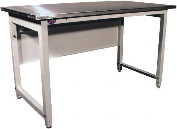 Proline - 60 Wide x 30" Deep x 40" High, Stainless Steel Workbench - Adjustable Height Legs, Light Gray - USA Tool & Supply