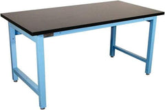 Proline - 72 Wide x 36" Deep x 36" High, Chem-Guard Workbench - Adjustable Height Legs, Light Blue - USA Tool & Supply