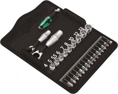 Wera - 27 Piece 1/4" Drive Ratchet Socket Set - Comes in Canvas Pouch - USA Tool & Supply