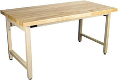 Proline - 72 Wide x 36" Deep x 36" High, Maple Workbench - Adjustable Height Legs, Light Beige - USA Tool & Supply