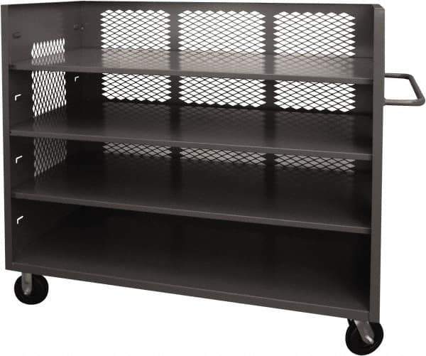 Durham - 2,000 Lb Capacity, 3 Shelf, 3-Sided Steel Truck - 36" Long x 72-1/2" Wide x 56-7/16" High, Phenolic Wheels - USA Tool & Supply