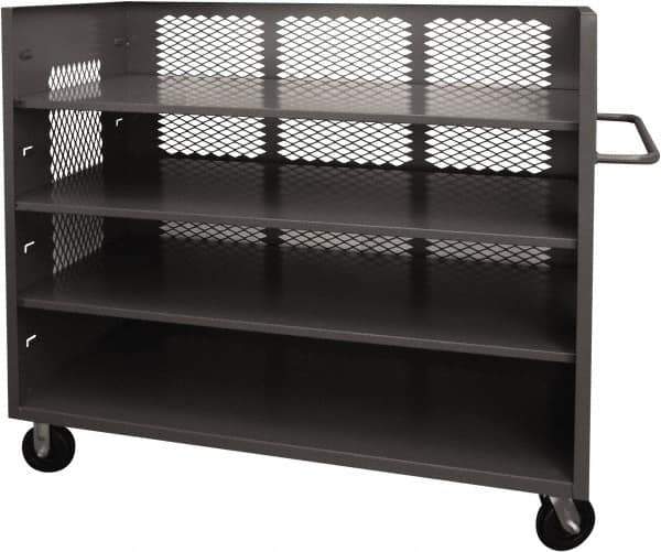 Durham - 2,000 Lb Capacity, 3 Shelf, 3-Sided Steel Truck - 36" Long x 60-1/2" Wide x 56-7/16" High, Phenolic Wheels - USA Tool & Supply
