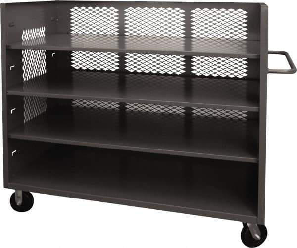 Durham - 2,000 Lb Capacity, 3 Shelf, 3-Sided Steel Truck - 30" Long x 60-1/2" Wide x 56-7/16" High, Phenolic Wheels - USA Tool & Supply