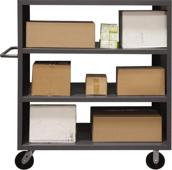Durham - 2,000 Lb Capacity, 2 Shelf, 2-Sided Steel Stock Truck - 30" Long x 60" Wide x 57" High, Phenolic Wheels - USA Tool & Supply