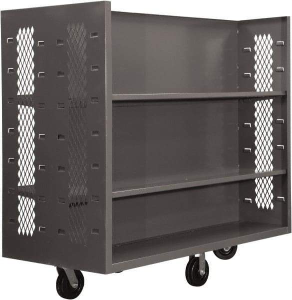 Durham - 2,000 Lb Capacity, 4 Shelf, 2-Sided Steel Mesh Stock Truck - 30" Long x 48" Wide x 57" High, Phenolic Wheels - USA Tool & Supply