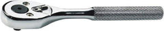 Proto - 1/4" Drive Pear Head Ratchet - Full Polish Chrome Finish, 5" OAL, 90 Gear Teeth, Standard Handle, Reversible Head - USA Tool & Supply