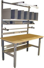 Proline - 60 Wide x 30" Deep x 36" High, Coated MDF Workbench - Adjustable Height Legs, Light Gray - USA Tool & Supply