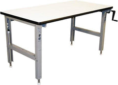 Proline - 72 Wide x 30" Deep x 42" High, Static Dissipative Workbench - Adjustable Height Legs, Light Gray - USA Tool & Supply