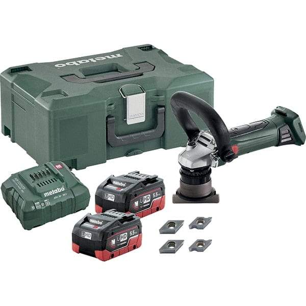 Metabo - 45° Bevel Angle, 5/32" Bevel Capacity, 7,000 RPM, Cordless Beveler - 5.5 Amps, 1/8" Min Workpiece Thickness - USA Tool & Supply