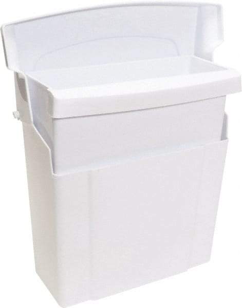 O-Cedar - Plastic Feminine Hygiene Product Receptacle - Surface Mount, 12" High x 5" Wide x 10" Deep, White - USA Tool & Supply