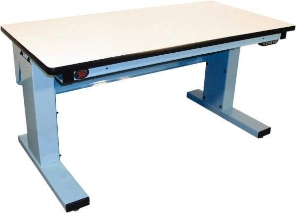 Proline - 60 Wide x 30" Deep x 42-1/2" High, Static Dissipative Workbench - Adjustable Height Legs, Light Blue - USA Tool & Supply