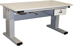 Proline - 60 Wide x 30" Deep x 42-1/2" High, Plastic Laminate Workbench - Adjustable Height Legs, Light Gray - USA Tool & Supply