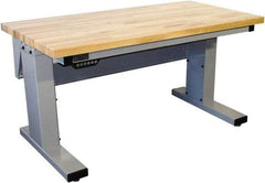 Proline - 60 Wide x 30" Deep x 42-1/2" High, Maple Workbench - Adjustable Height Legs, Light Gray - USA Tool & Supply