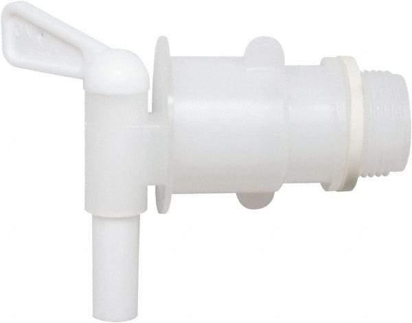 Detco - 3/4" NPT Plastic Rigid Drum Faucet - No Arrester, Manual Closing, 3" Long Extension - USA Tool & Supply