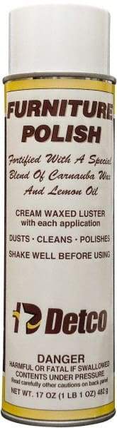 Detco - 20 fl oz Aerosol Furniture Polish - Lemon Scented, Aerosol Can Container - USA Tool & Supply