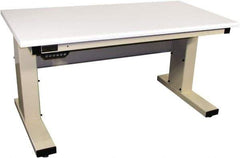 Proline - 60 Wide x 30" Deep x 42-1/2" High, Plastic Laminate Workbench - Adjustable Height Legs, Light Beige - USA Tool & Supply
